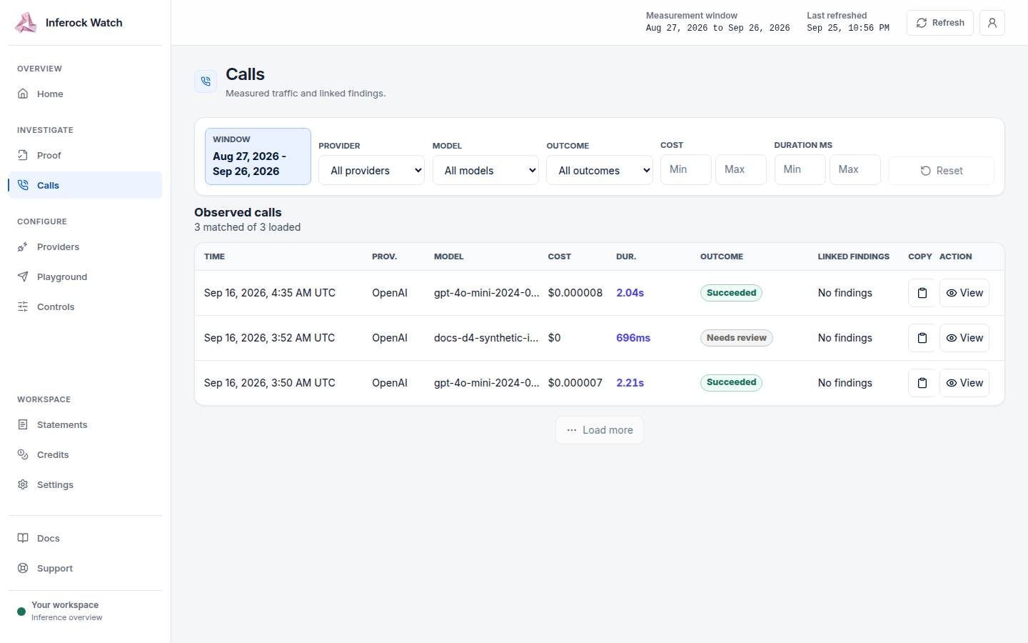 Calls list with a successful OpenAI request.
