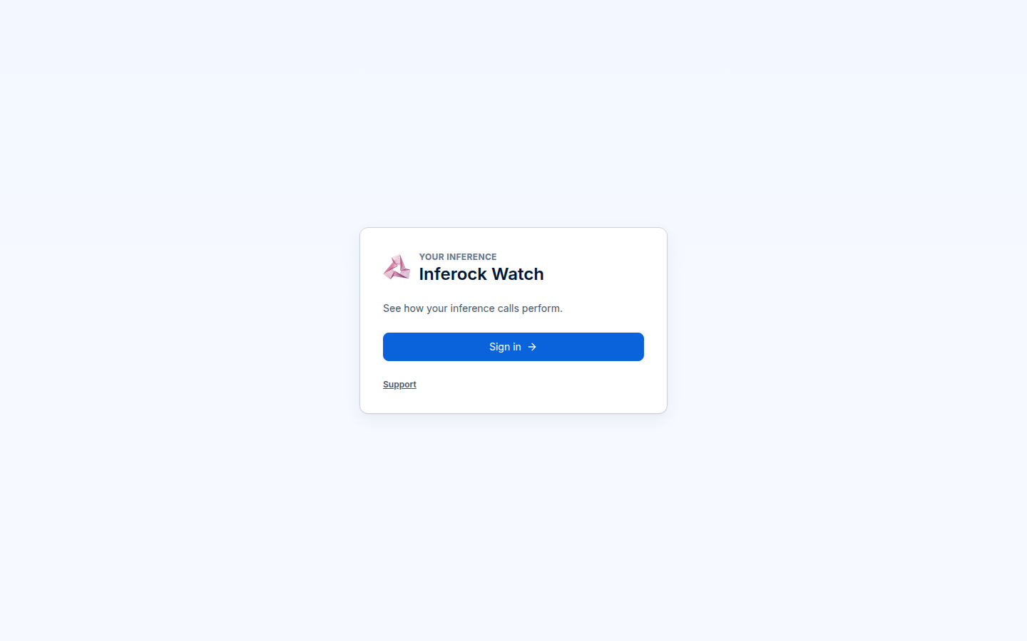 Sign-in screen for the Inferock Watch development app.